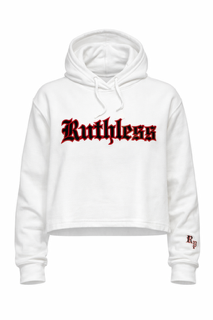 Ruthless Crop Top Hoodie - White